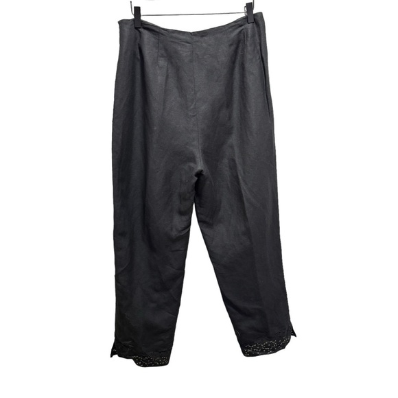 Rosanna Black High Rise Linen Cotton Cropped Pants Size 12 - Picture 2 of 12